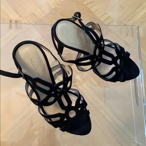 NEW black suede artsy heels